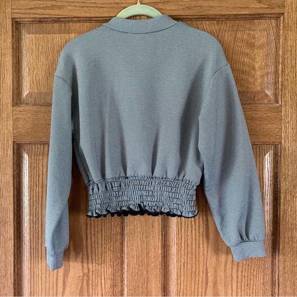 Urban Romantics Gray & Olive Striped LS Top Small - Picture 2 of 7